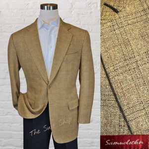 Samuelsohn Mens 42L Toasted Tan Scottish Wool Tattersall Plaid Blazer Sport Coat